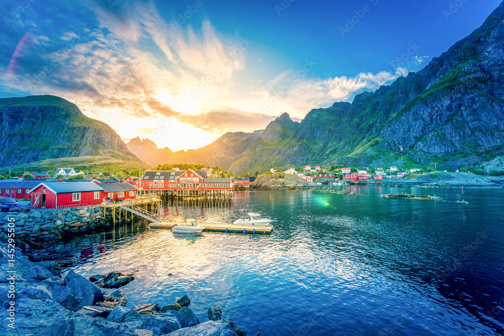 Moskenesøy, Lofoten, Norwegen - obrazy, fototapety, plakaty 