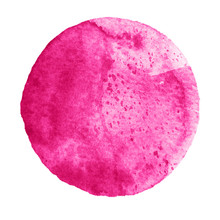 Watercolor Pink Circle On White Background
