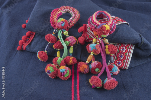 Fotografie, Obraz Colorful Tassel And Hmong hilltribe Handmade