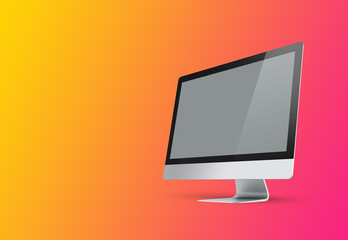 Wall Mural - desktop with blank computer screen. mock up. 3d illustration
