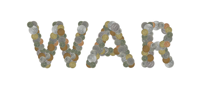 WAR - Coins on white background
