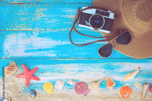 Stampa su Tela Summer background - The concept of leisure travel in the summer on a tropical beach seaside