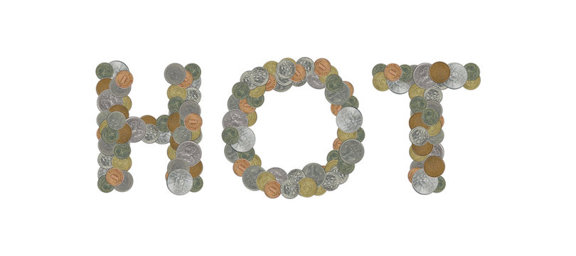 HOT – Coins on white background
