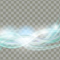 Abstract Blue smooth Wave on Transparent Background. Vector Illustration.