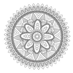 Flower Mandala vector illustration. Oriental pattern, vintage decorative elements. Islam, Arabic, Indian, moroccan, turkish ottoman motifs Coloring page