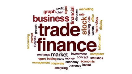 Wall Mural - Trade finance animated word cloud, text design animation.