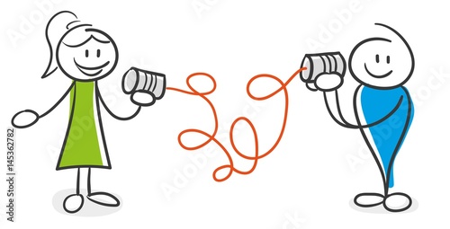 Stick Figure Series Green Woman / Kommunikation Stock-Vektorgrafik