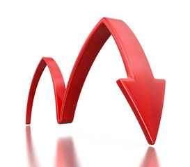 Poster - 3d arrow downwards. Image with clipping path
