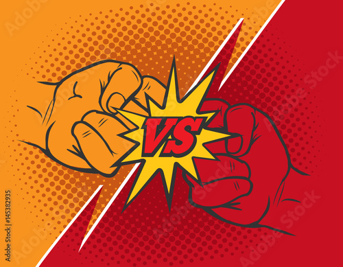 Fotografía Versus rivalry fist vector background