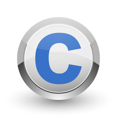 Poster - Copyright chrome border web and smartphone apps design round glossy icon.