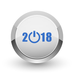 Aufkleber - New year 2018 chrome border web and smartphone apps design round glossy icon.