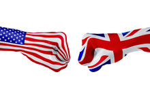 USA And United Kingdom Flag. Concept Fight, Business Competition, Conflict Or Sporting Events