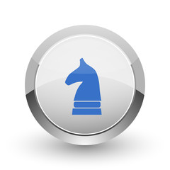 Poster - Chess horse chrome border web and smartphone apps design round glossy icon.