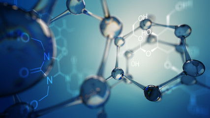 Wall Mural - 3d illustration of molecule model. science background with molecules and atoms