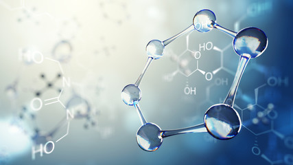 Wall Mural - 3d illustration of molecule model. science background with molecules and atoms