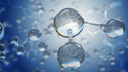 Wall Mural - 3d illustration of molecule model. science background with molecules and atoms