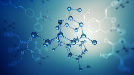 Wall Mural - 3d illustration of molecule model. science background with molecules and atoms