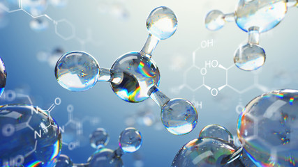3d illustration of molecule model. science background with molecules and atoms
