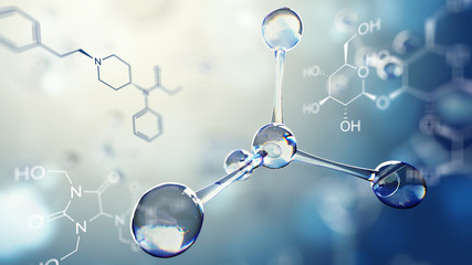 Wall Mural - 3d illustration of molecule model. science background with molecules and atoms
