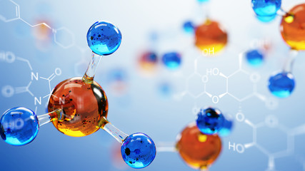 Wall Mural - 3d illustration of molecule model. science background with molecules and atoms