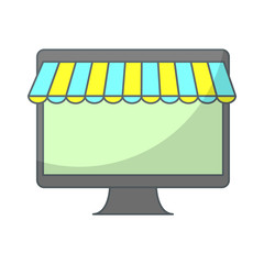 monitor computer icon over white background. shopping online concept. vector illustration