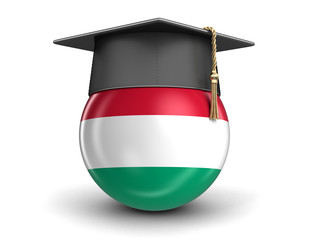 Poster - Graduation cap and Hungarian flag. Image with clipping path