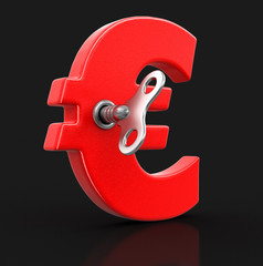 Poster - Euro Sign with winding key. Image with clipping path