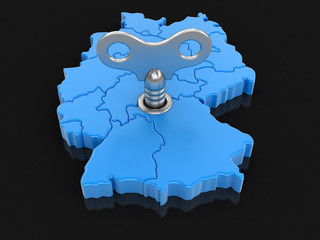 Poster - Map of Germany with winding key. Image with clipping path.