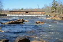 Covered Bridge At Watson Mill State Park In Comer Georgia