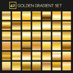Canvas Print - metal golden gradients. vector square gold gradient texture collection for design