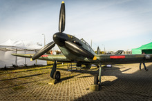 WARSAW, POLAND - OCTOBER 14: The Hawker Hurricane Parked At Warsaw Airport Okecie On 14th October 2016 In Warsaw, Poland.