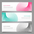 halftone banner design in three different colors