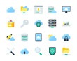 Cloud and network flat icons set
