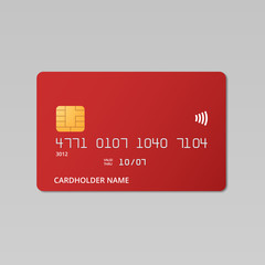 Bank, credit card red color mockup