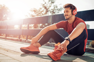 Young male jogger athlete training