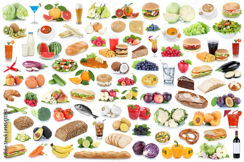 Fotografie, Obraz Sammlung Collage Essen gesunde Ernährung Obst und Gemüse Früchte Lebensmittel Fr