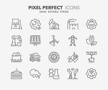 Heavy And Power Industry Thin Line Icons