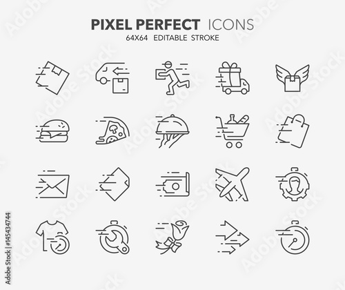 Fotomural fast services thin line icons