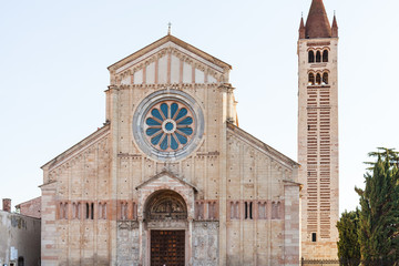 Poster - facade of Basilica of San Zeno in Verona city