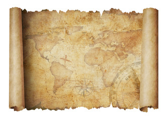 Canvas Print - old world scroll map isolated 3d illustration