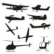 Silhouetten Set mit Flugzeugen und Hubschraubern