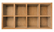 Empty wooden shelf or bookshelf isolated on white
