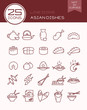 Line icons Asian dishes