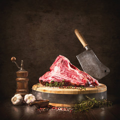 Wall Mural - Raw dry aged t-bone steaks for grill