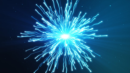 Wall Mural - a large explosion of particles under a microscope