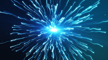Wall Mural - a large explosion of particles under a microscope