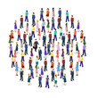 © reenya - Isometric flat 3D isolated concept vector a large crowd of people standing in the shape of a circle