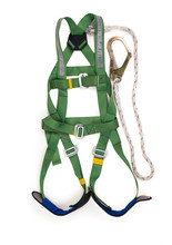 Closeup Fall Protection Hook Harness And Lanyard For Work At Heights On White Background.