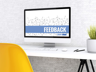 Poster - 3d Computer with words FEEDBACK.