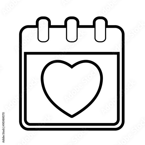 calendar with heart icon over white background. vector illustration